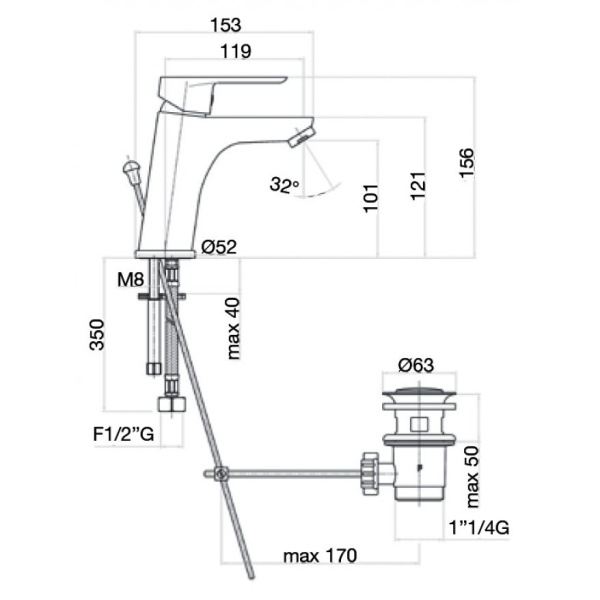 Смеситель для раковины Webert Sax Evolution SE833102740 белый