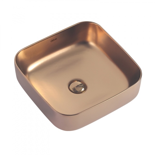 Раковина накладная квадратная  Abber Rechteck AC2211MRG фаянс цвет розовое золото матовое