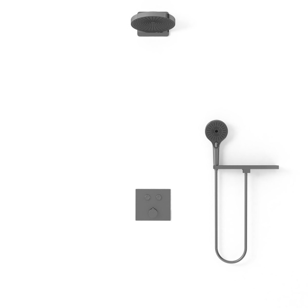 Душевая система со смесителем Vincea Inspire VSFW-4I211RGM монтаж встраиваемая в стену без термостата вороненая сталь