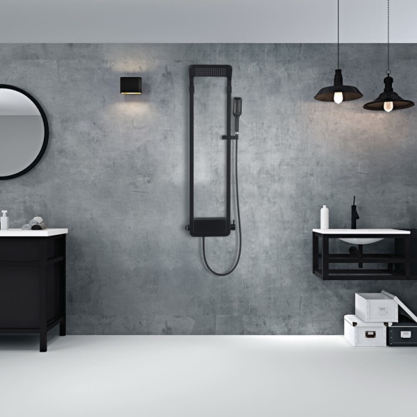 Душевая система со смесителем Black&White Seasons W1020 монтаж настенная без термостата черная матовая