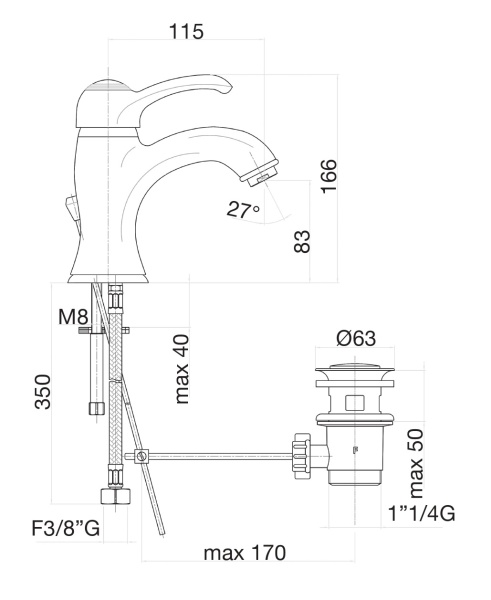 Смеситель для раковины Webert Aurora AU830102017 хром/золото