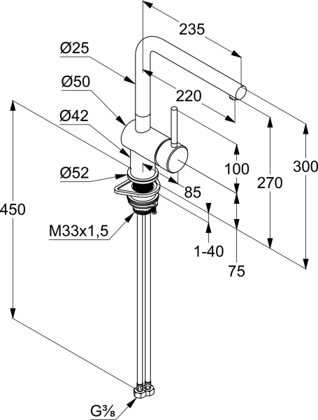 Смеситель для кухни Kludi L Steel 45803F877 без подключения к фильтру нержавеющая сталь