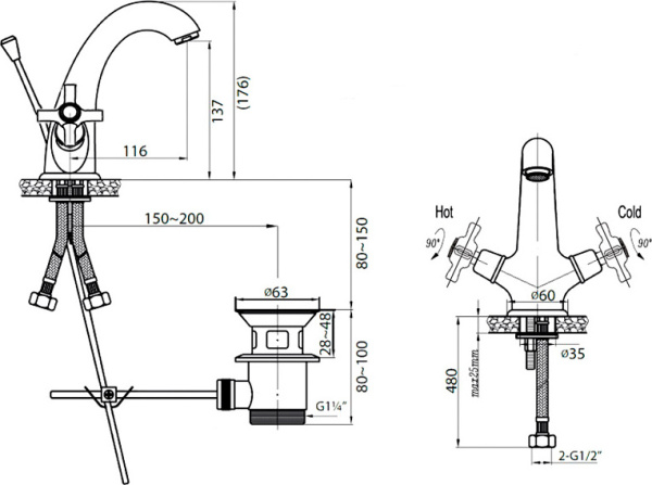 Смеситель для раковины Cezares Lord LORD-LS1-01 