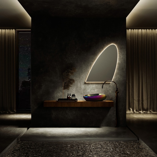 Раковина накладная овальная Abber Bequem AC2107Regen фаянс цвет хамелеон