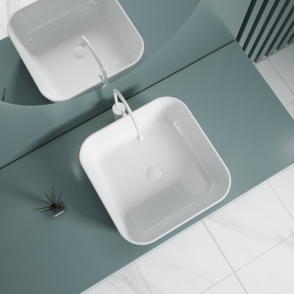 Раковина накладная квадратная  Esbano ERCINA-N ESRNERCINW фаянс цвет белый