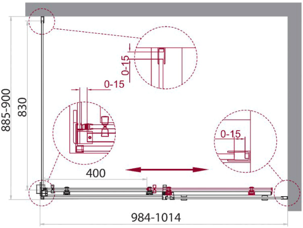 Душевой угол BelBagno Acqua ACQUA-AH-1-100/90-C-Cr прямоугольный 100x90 стекла прозрачные, профиль хром
