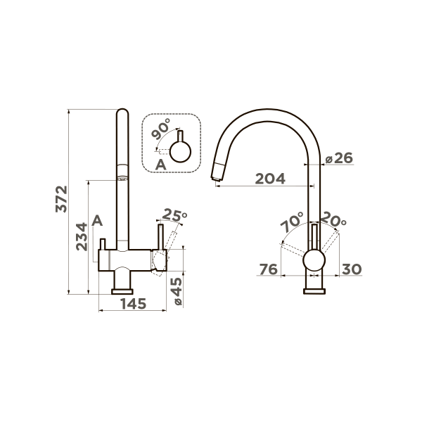 Смеситель для кухни Omoikiri Yamada 4994479 с подключением к фильтру светлое золото