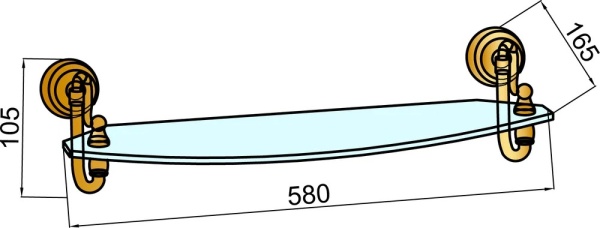 Полка для ванной Boheme Medici 10607 латунь стекло