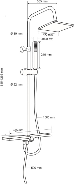 Душевая система без смесителя Aquanet Pragmatic AF430-70-S-C монтаж настенная без термостата хром