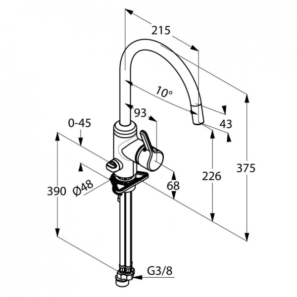 Смеситель для кухни Kludi Bingo star 428360578 без подключения к фильтру хром