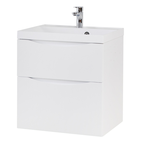 Тумба под раковину подвесная BelBagno Marino-H60 MARINO-H60-600-2C-SO-BL-P 60 см  2 ящика цвет Bianco Lucido 