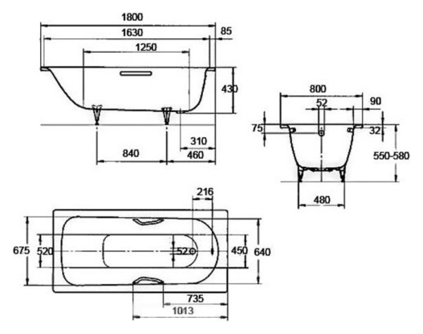 Стальная ванна Kaldewei 112800010001 180x80