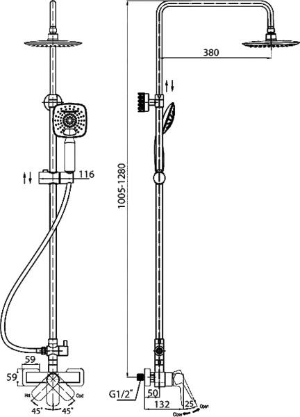 Душевая система со смесителем Cezares Grace GRACE-C-CD-01 монтаж   