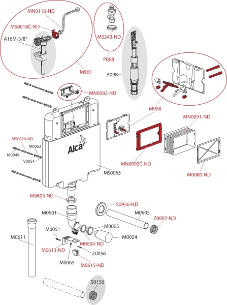 Бачок скрытого монтажа AlcaPlast Basicmodul Slim AM1112