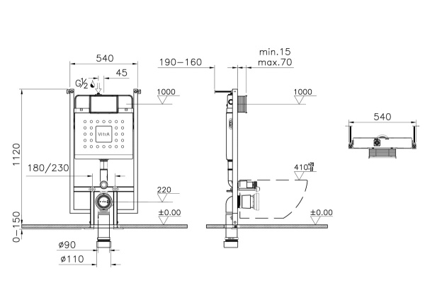 Инсталляция для подвесного унитаза VitrA V-Fix Core 738-5800-01 механическая