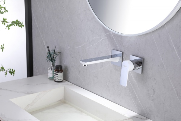 Смеситель для раковины Abber Weiss Insel AF8082W белый-хром