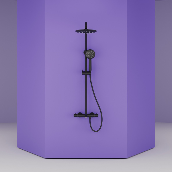 Душевая система со смесителем Sancos Game SC3001MB монтаж настенный с термостатом черный