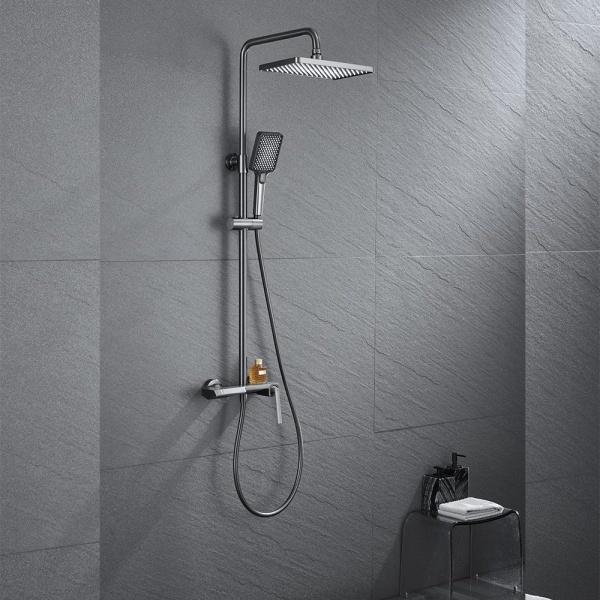 Душевая система со смесителем Black&White Universe UK5015MG монтаж настенная без термостата вороненая сталь