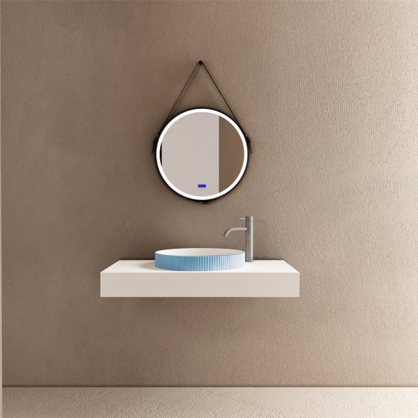 Раковина накладная округлая Abber STEIN AS2604Blau искусственный камень цвет голубой