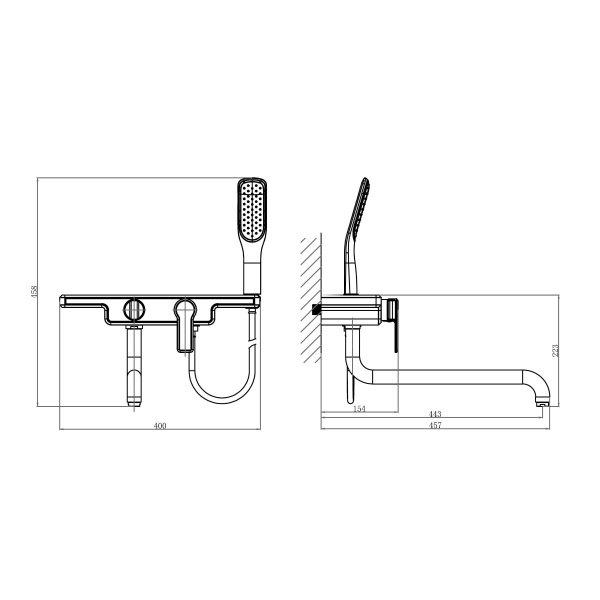 Смеситель для ванны или душа D&K Berlin DA1453312 настенный 
без термостата зеленый