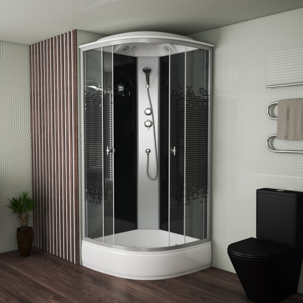 Душевая кабина с крышей Niagara Eco NG-7307-14 четверть круга  80x80 стекла матовые, профиль матовый хром