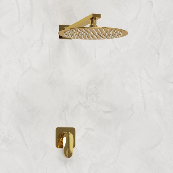 Душевая система со смесителем Wasserkraft Neckar 2100 A2151.183.208 монтаж встраиваемая в стену без термостата золото