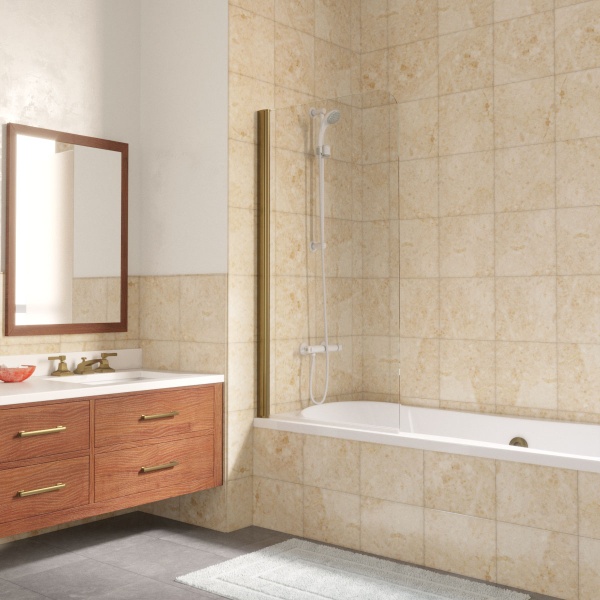 Шторка для ванны распашная  Vegas Glass EV Lux EV LUX 75 05 01 L 75 см, стекла прозрачные, профиль бронза