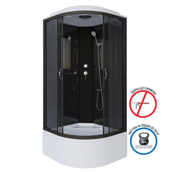 Душевая кабина с крышей Niagara Classic NG-6508-14 четверть круга  90x90 стекла тонированные, профиль черный