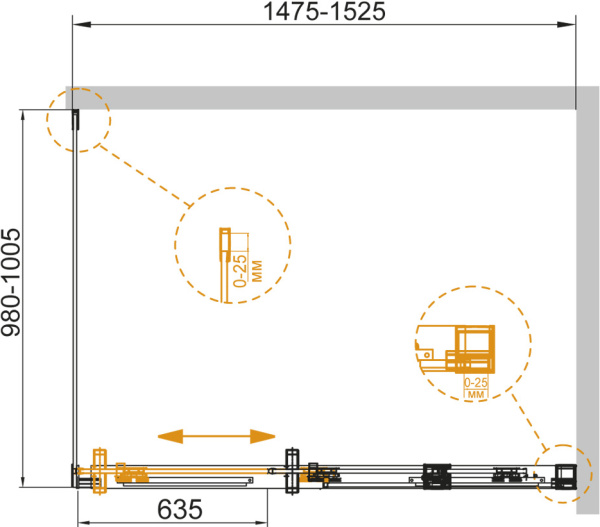 Душевой угол Cezares Duet Soft DUET SOFT-AH-1-150/100-C-Cr прямоугольная  стекла прозрачные, профиль хром