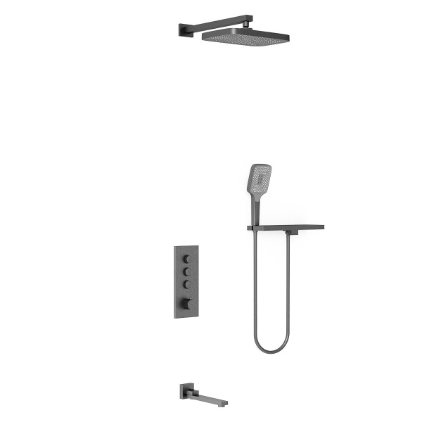 Душевая система со смесителем Vincea  VSFW-431T1RGM монтаж встраиваемая в стену с термостатом вороненая сталь