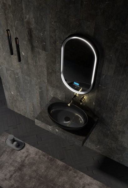 Раковина накладная овальная Abber KARBON AK2041 карбон цвет черный