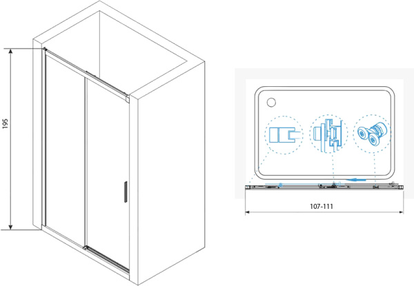 Душевая дверь RGW Leipzig LE-12 34121211-11 110 см стекла прозрачные, профиль хром