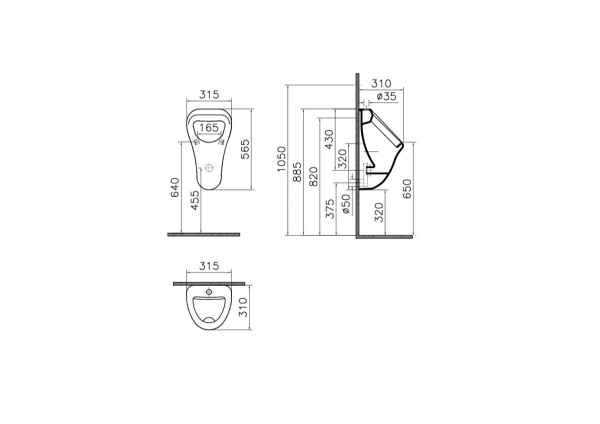 Писсуар подвесной VitrA Arkitekt 6202B003-0198 фарфор белый