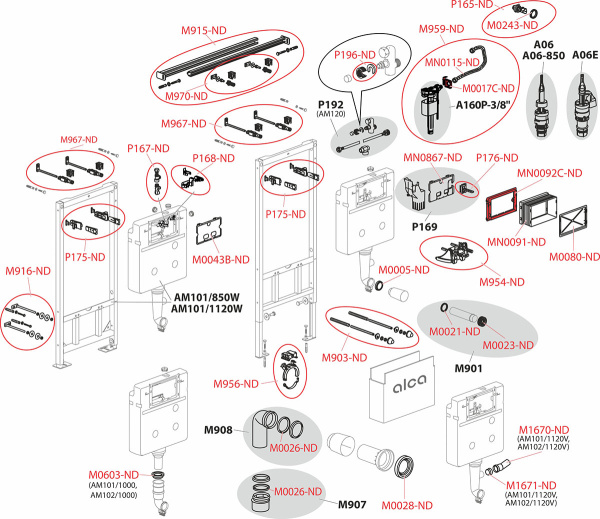 Инсталляция для подвесного унитаза AlcaPlast Sádromodul AM101/1000 механическая