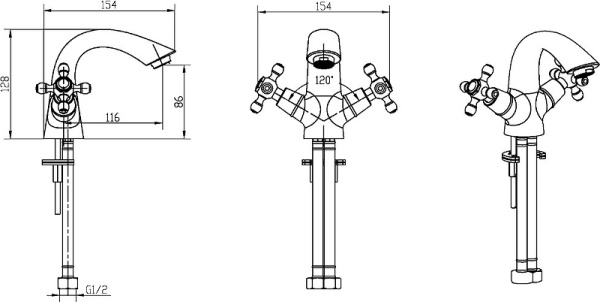Смеситель для раковины Boheme Royal Cristal 291-Royal/CRST black золото