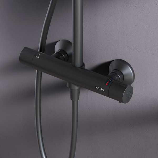 Душевая система со смесителем Am.Pm Like F0780422 монтаж настенная с термостатом черный