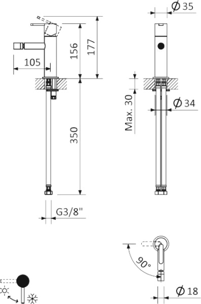 Смеситель для биде Cezares Leaf LEAF-BSM-01-W0 латунь 