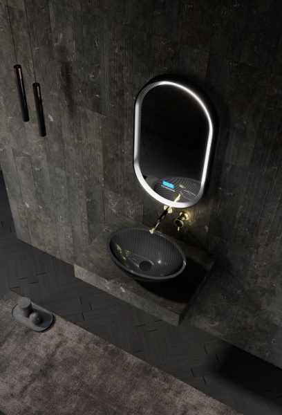 Раковина накладная овальная Abber KARBON AK2042 карбон цвет черный