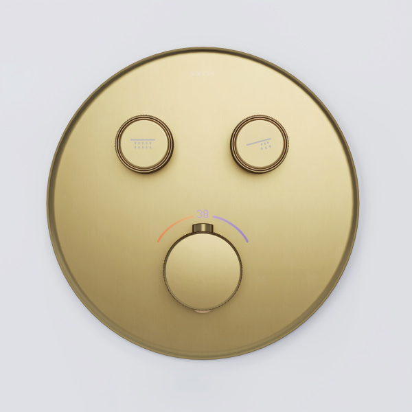 Душевая система со смесителем Sancos Space SC3006BG монтаж встраиваемый в стену с термостатом бришированное золото