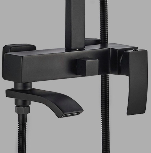 Душевая система со смесителем ALMAes Turia SDI-1808 монтаж настенная без термостата черный матовый