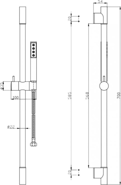 Душевая система  BelBagno Uno UNO-SAL-CRM монтаж   