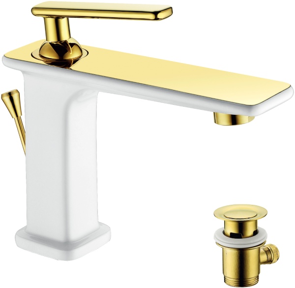 Смеситель для раковины Lemark Mista LM6406WG золотой/белый