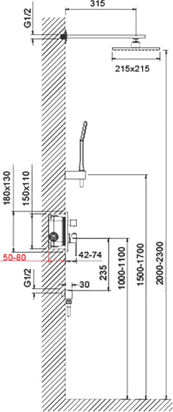 Душевая система со смесителем Timo Selene SX-2069/17SM монтаж встраиваемая в стену без термостата матовое золото