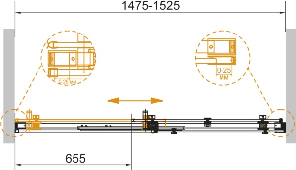 Душевая дверь Cezares STYLUS-SOFT-BF-1-150-C-Cr  раздвижные
