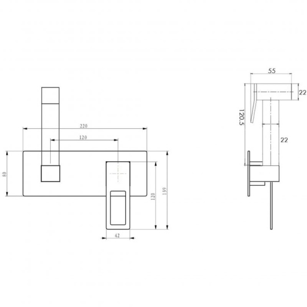 Гигиенический душ Boheme Q 147-CRR встраиваемый в стену 