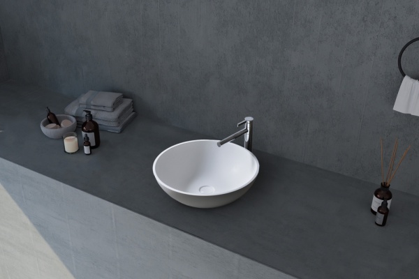 Раковина  круглая Abber STEIN AS2608 искусственный камень цвет белый матовый