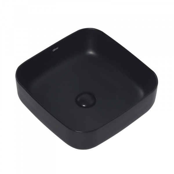 Раковина накладная квадратная  Abber Rechteck AC2211MB фаянс цвет черный матовый