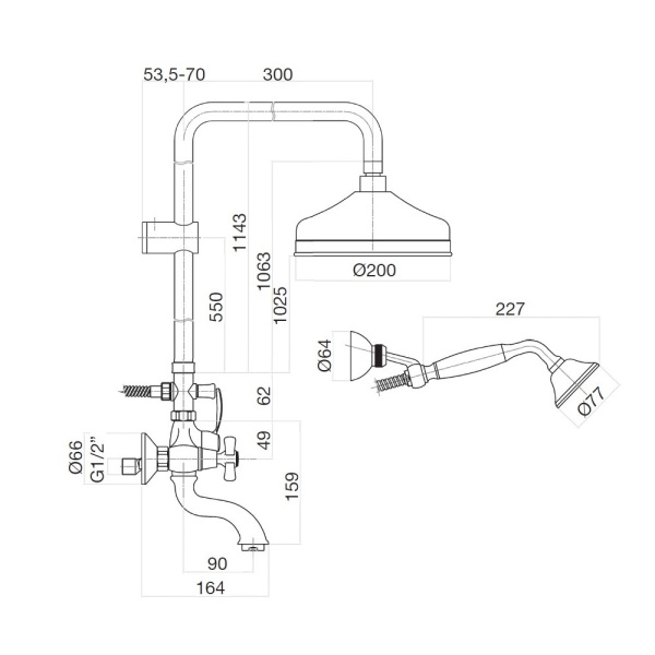 Душевая система со смесителем Webert Armony AM721208017 монтаж настенная без термостата хром/золото