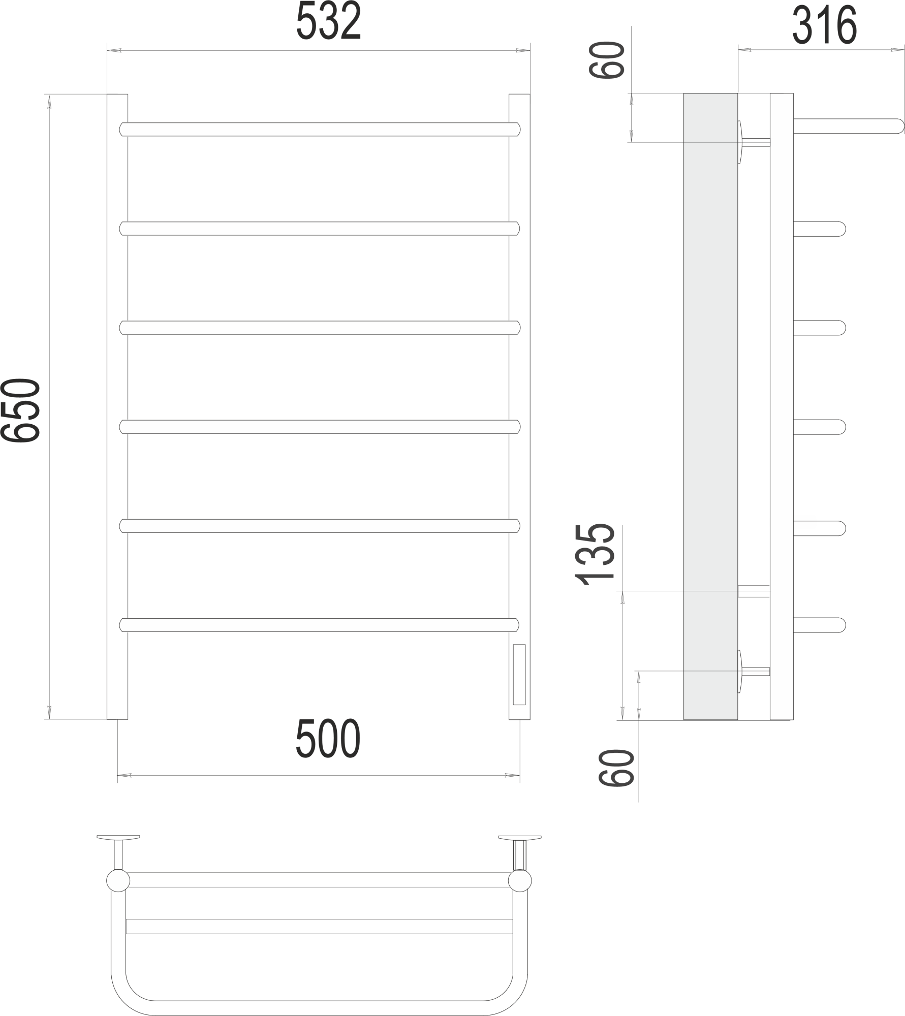 Полотенцесушитель электрический Terminus Полка П6  50x65 4670078531438 хром