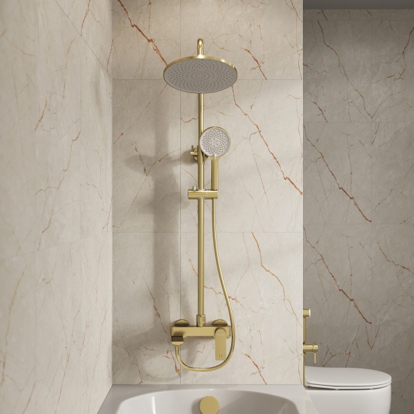 Душевая система со смесителем Grossman Galaxy 500.K35.01.320 монтаж настенная без термостата матовое золото